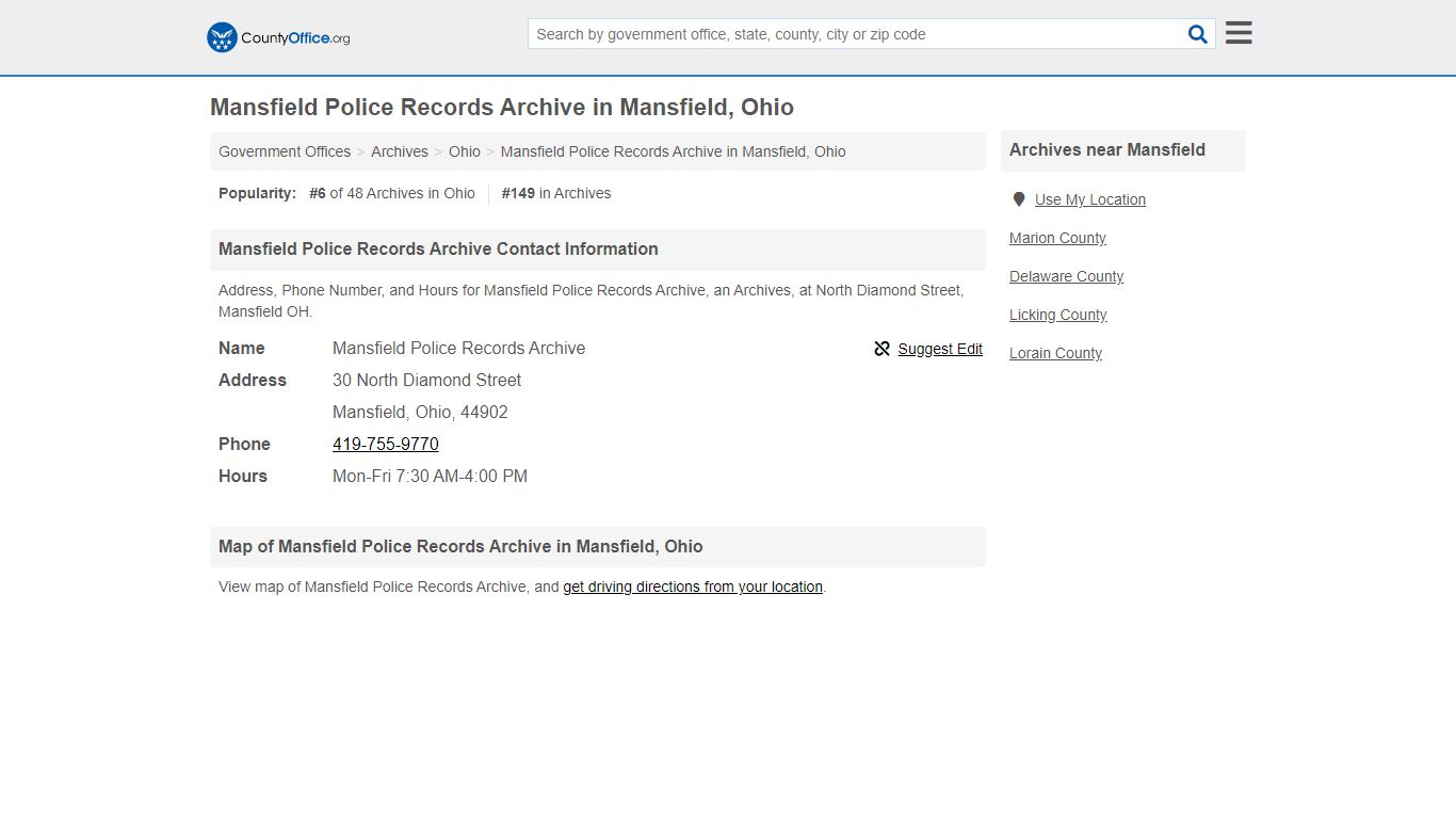 Mansfield Police Records Archive - Mansfield, OH (Address, Phone, and ...