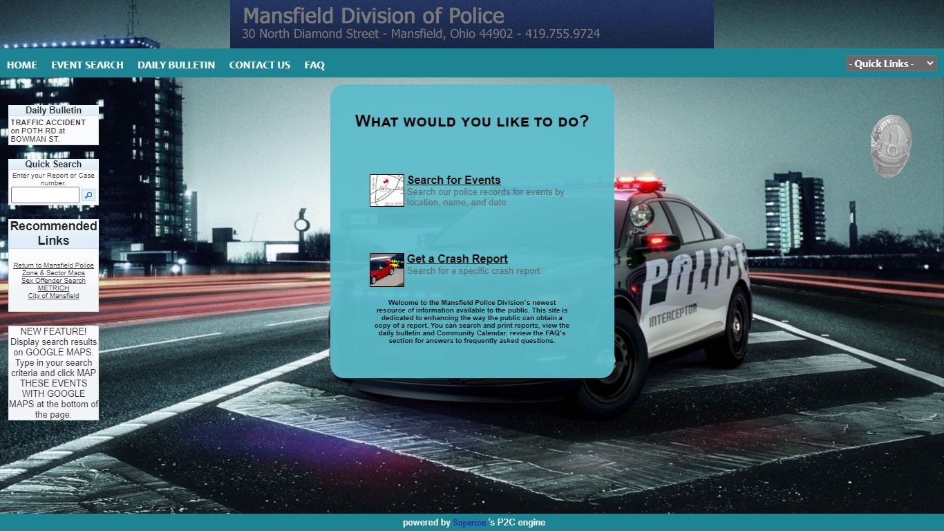 Mansfield Division of Police P2C